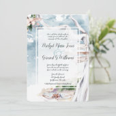 Driftwood Arbor Beach Wedding Invitation Kaart (Staand voorkant)