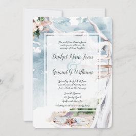 Driftwood Arbor Beach Wedding Invitation Kaart