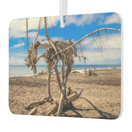 Driftwood artwork on Hokitika Beach, Nieuw-Zeeland Luchtverfrisser