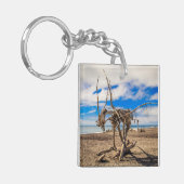 Driftwood artwork on Hokitika Beach, Nieuw-Zeeland Sleutelhanger (Voorkant Links)