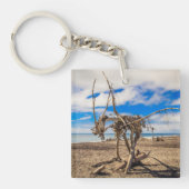 Driftwood artwork on Hokitika Beach, Nieuw-Zeeland Sleutelhanger (Voorkant)