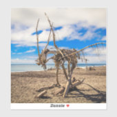 Driftwood artwork on Hokitika Beach, Nieuw-Zeeland Sticker (Vel)