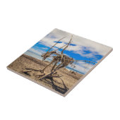 Driftwood artwork on Hokitika Beach, Nieuw-Zeeland Tegeltje (Zijkant)