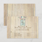 Driftwood Barn Wood Rustic Mason Jar Garden Floral RSVP Kaartje (Voorkant / Achterkant)