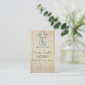 Driftwood Barn Wood Rustic Mason Jar Garden Floral Visitekaartje (Staand voorkant)