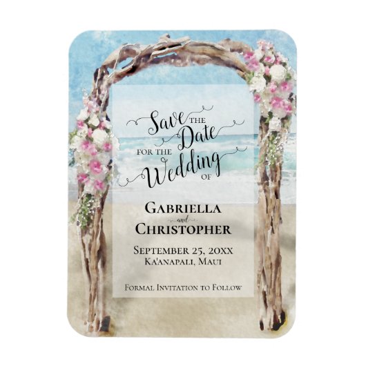 Driftwood Beach Arbor Wedding Save the Date Magneet (Verticaal)