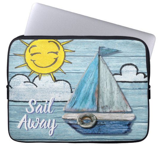 Driftwood Beach design Yacht 13" Laptop Sleeve. Laptop Sleeve (Voorkant)