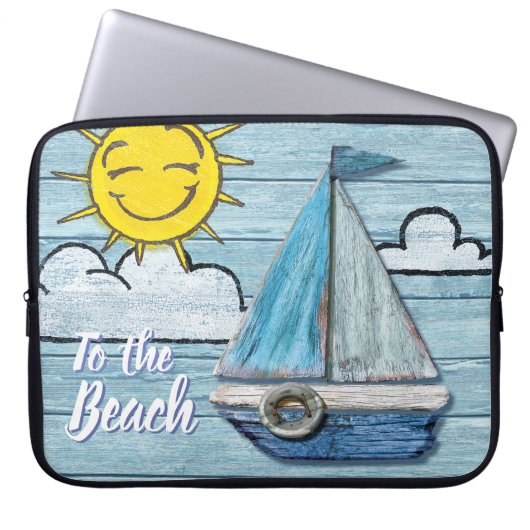 Driftwood Beach design Yacht 13" Laptop Sleeve. Laptop Sleeve (Voorkant)