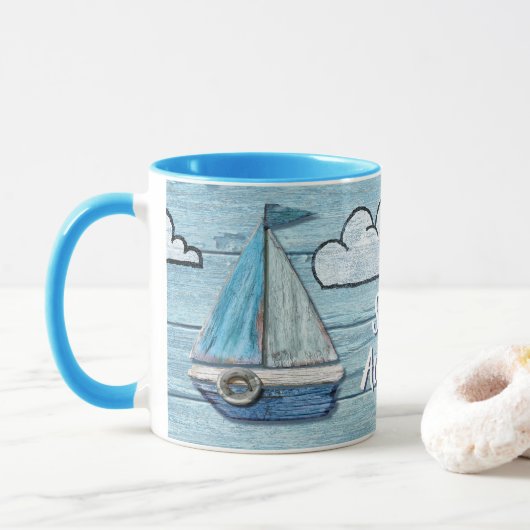 Driftwood Beach design Yacht 2 tone koffie mok. Mok (Met donut)