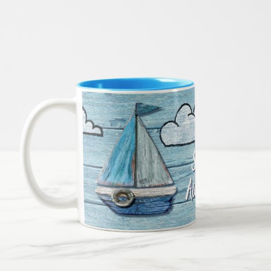 Driftwood Beach design Yacht 2 tone koffie mok. Tweekleurige Koffiemok (Links)