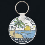 Driftwood Beach Georgia  Sleutelhanger<br><div class="desc">Driftwood Met de hand getekende illustratie met bergen en golven op de achtergrond. Ideaal voor iedereen die graag Driftwood Beach wil bezoeken.</div>