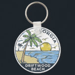 Driftwood Beach Georgia  Sleutelhanger<br><div class="desc">Driftwood Met de hand getekende illustratie met bergen en golven op de achtergrond. Ideaal voor iedereen die graag Driftwood Beach wil bezoeken.</div>