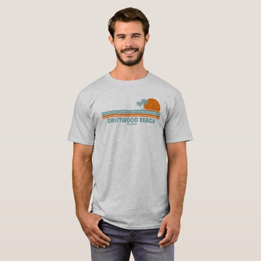 Driftwood Beach Georgia Sun Palm Trees T-shirt (Voorkant volledig)