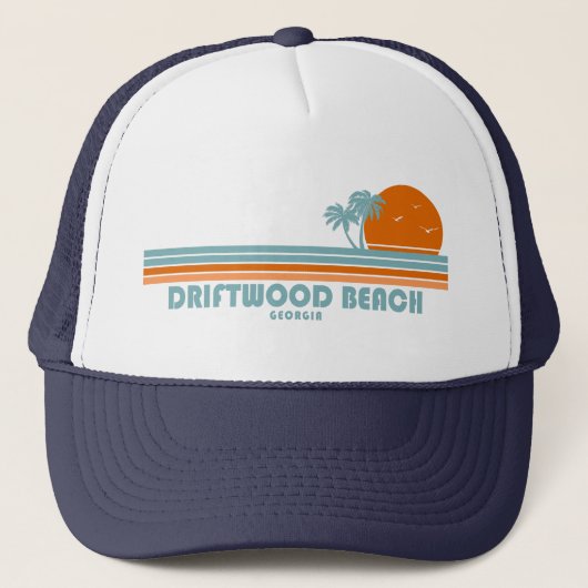 Driftwood Beach Georgia Sun Palm Trees Trucker Pet (Voorkant)