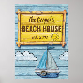 Driftwood Beach House familie teken poster