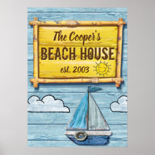 Driftwood Beach House familie teken poster