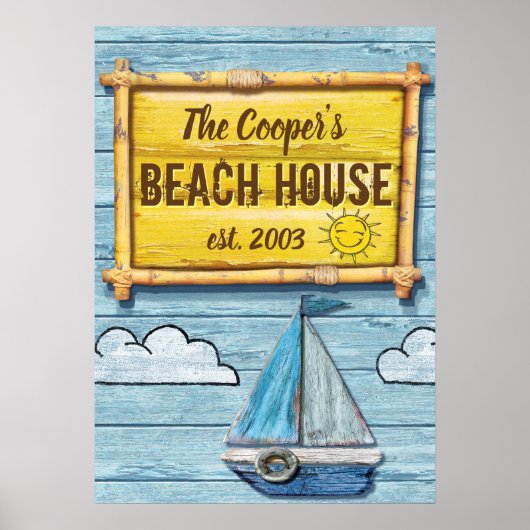 Driftwood Beach House familie teken poster (Voorkant)