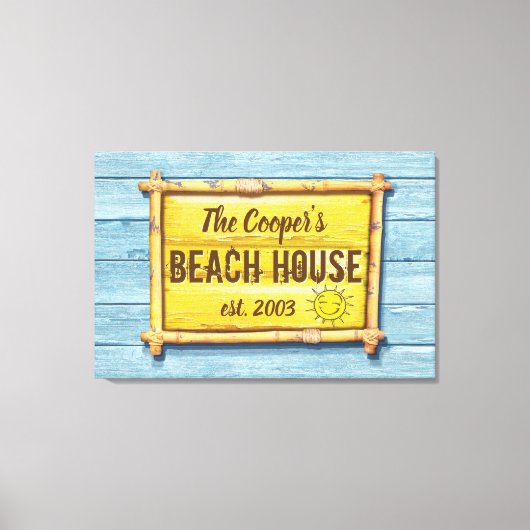 Driftwood Beach House familie teken uitgerekt canv Canvas Afdruk (Voorkant)