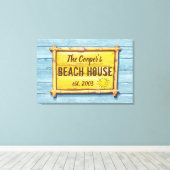 Driftwood Beach House familie teken uitgerekt canv Canvas Afdruk (Insitu (Houten vloer))