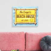 Driftwood Beach House familie teken uitgerekt canv Canvas Afdruk (Insitu (Woonkamer))
