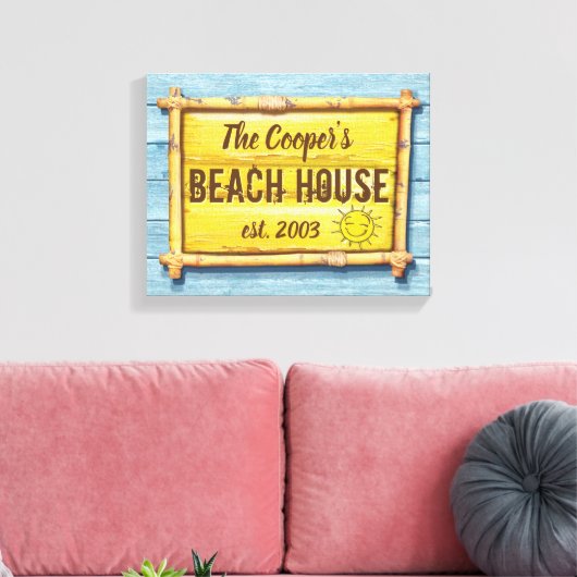 Driftwood Beach House familie teken uitgerekt canv Canvas Afdruk (Insitu (Woonkamer))