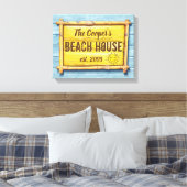 Driftwood Beach House familie teken uitgerekt canv Canvas Afdruk (Insitu (Slaapkamer))