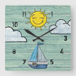 Driftwood Beach klok met cijfers. Jade Medium