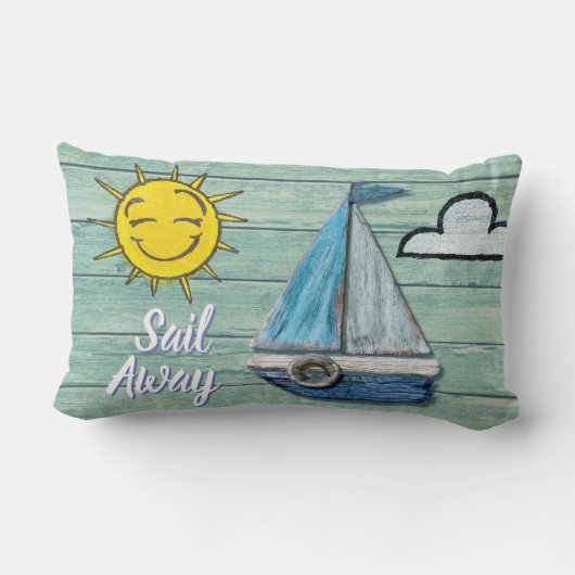 Driftwood Beach ontwerp Yacht Lumbar kussen. Kussen (Achterkant)
