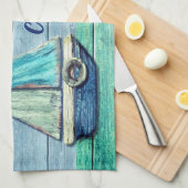 Driftwood Beach ontwerp Yacht Tea Towel. Theedoek (Quarter Fold)