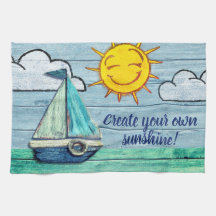 Driftwood Beach ontwerp Yacht Tea Towel.