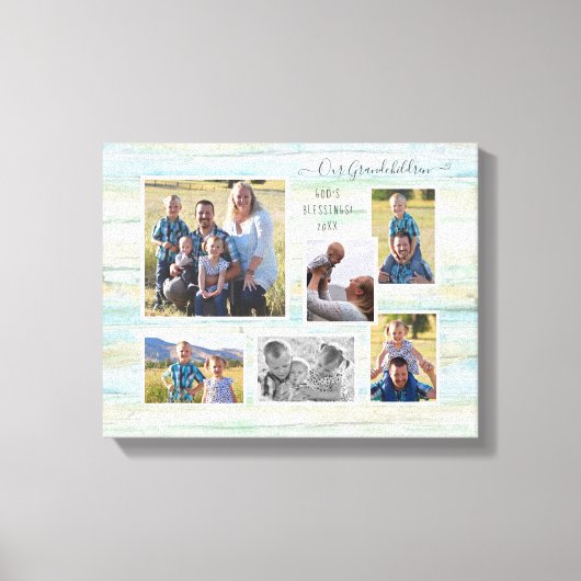 Driftwood Beach Onze kleinkinderen familie 6 foto' Canvas Afdruk (Voorkant)