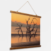 Driftwood Beach op Sunrise Jekyll Island Georgia Hangend Wandkleed (Gebogen)