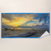 Driftwood Beaufort SC Beach Sunrise Strandlaken (Voorkant)