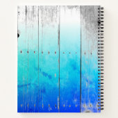 Driftwood blauw geschilderd hout verweerd nautisch notitieboek (Achterkant)