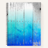 Driftwood blauw geschilderd hout verweerd nautisch notitieboek (Voorkant)