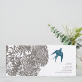 Driftwood  Bloem en Blauwgroen vogelhuwelijk Kaart (Staand voorkant)