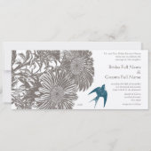 Driftwood  Bloem en Blauwgroen vogelhuwelijk Kaart (Achterkant)