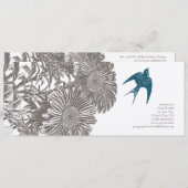 Driftwood  Bloem en Blauwgroen vogelhuwelijk Kaart (Voorkant / Achterkant)