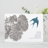 Driftwood  Bloem en Blauwgroen vogelhuwelijk Kaart (Staand voorkant)