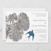 Driftwood  Bloem en Blauwgroen vogelhuwelijk Kaart (Achterkant)