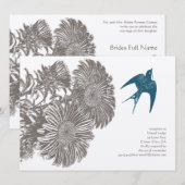 Driftwood  Bloem en Blauwgroen vogelhuwelijk Kaart (Voorkant / Achterkant)