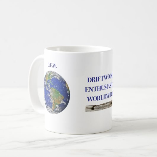 DRIFTWOOD ENTHUSIASTS WORLDWIDE. COFFEE MUG KOFFIEMOK (Voorkant links)