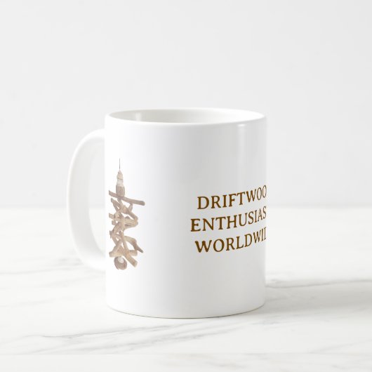DRIFTWOOD ENTHUSIASTS WORLDWIDE. WHITE MUG ite mug Koffiemok (Voorkant links)