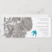 Driftwood  Flower and Aqua Bird Wedding Kaart (Achterkant)