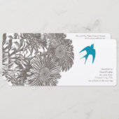 Driftwood  Flower and Aqua Bird Wedding Kaart (Voorkant / Achterkant)