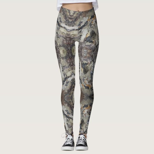 Driftwood Foto Gemarmerde Kusthoutnerf Leggings (Voorkant)