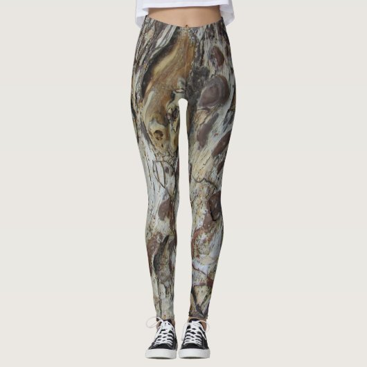 Driftwood Grain Pattern Foto Rustic Woodgrain Leggings (Voorkant)