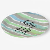 Driftwood Grey Blue Stripes Salty Air Papieren Bordje (Gekanteld)