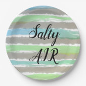 Driftwood Grey Blue Stripes Salty Air Papieren Bordje (Voorkant)