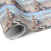 Driftwood kerstboom op een strand cadeaupapier (Rol Hoek)